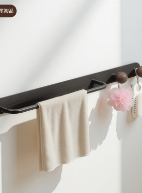 中古风毛巾架卫生间洗漱台免打孔毛巾挂杆壁挂式浴巾收纳置物架
