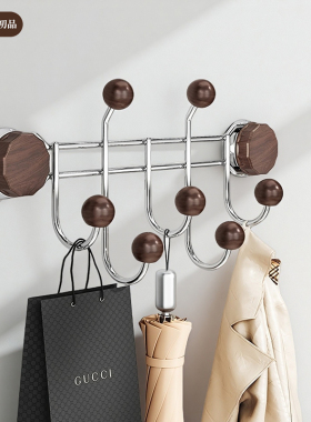 木笙初品中古风胶贴门后挂钩免打孔强力粘胶入户门卧室木纹挂钩