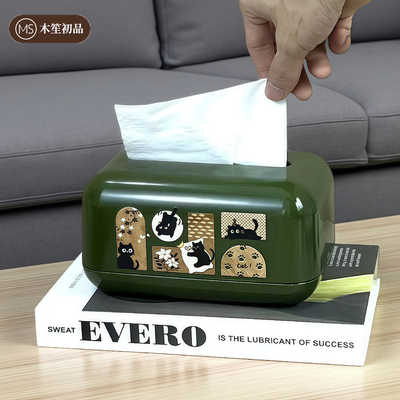 中古风可爱卡通猫咪纸巾盒