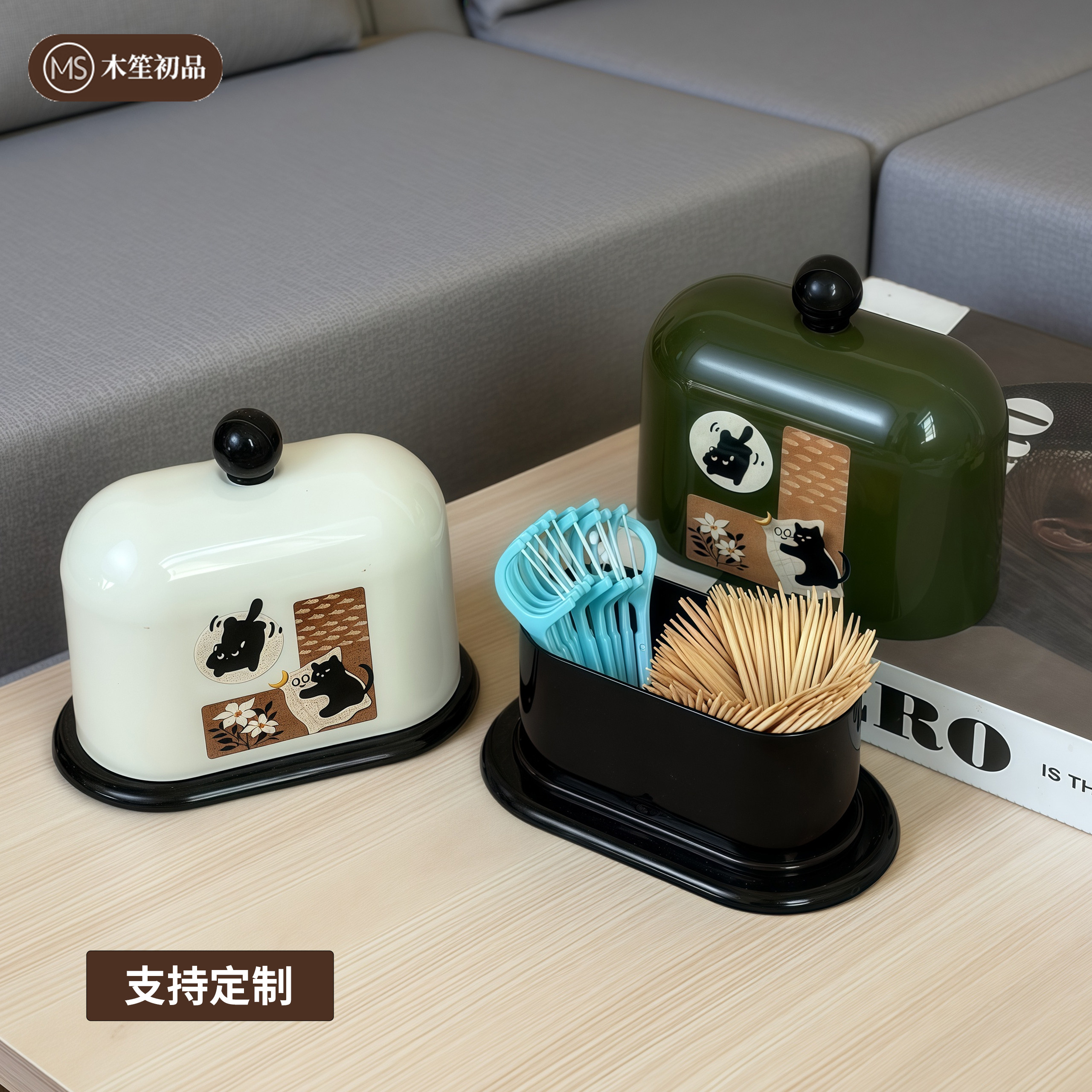 牙签筒家用棉签盒高颜值可爱创意图片