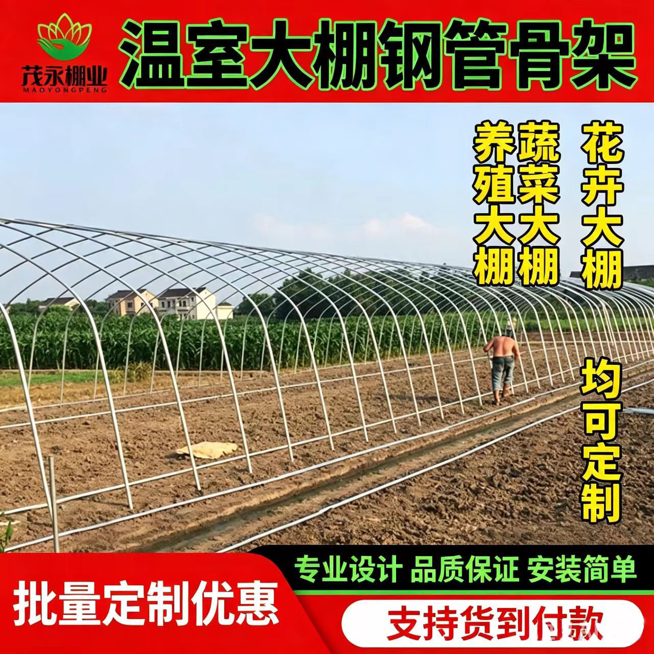 家用连栋温室大棚养殖热镀锌定制椭圆骨架全套蔬菜棚钢管种植农用
