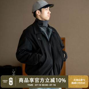 UrbanStandard日系复古座山雕夹克男秋冬季仿兔毛加厚保暖呢外套