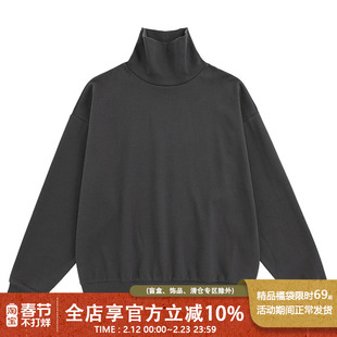 UrbanStandard日系重磅高领长袖T恤男秋季复古磨毛双面上衣305g