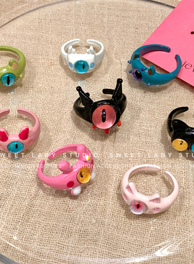 甜酷少女可爱个性小怪兽卡通戒指