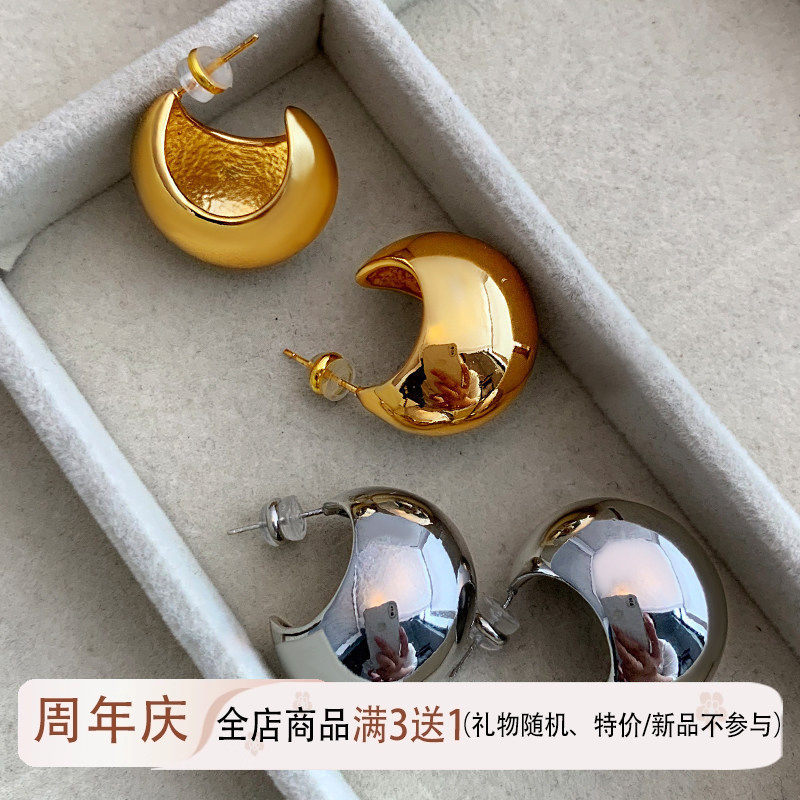 店主自留金属水滴耳环女纯银小众大气爆款球球法式高级感耳钉耳饰