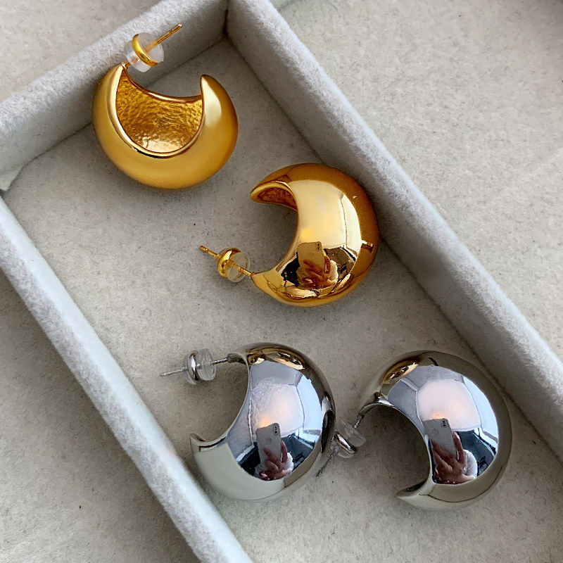 店主自留金属水滴耳环女纯银小众大气爆款球球法式高级感耳钉耳饰