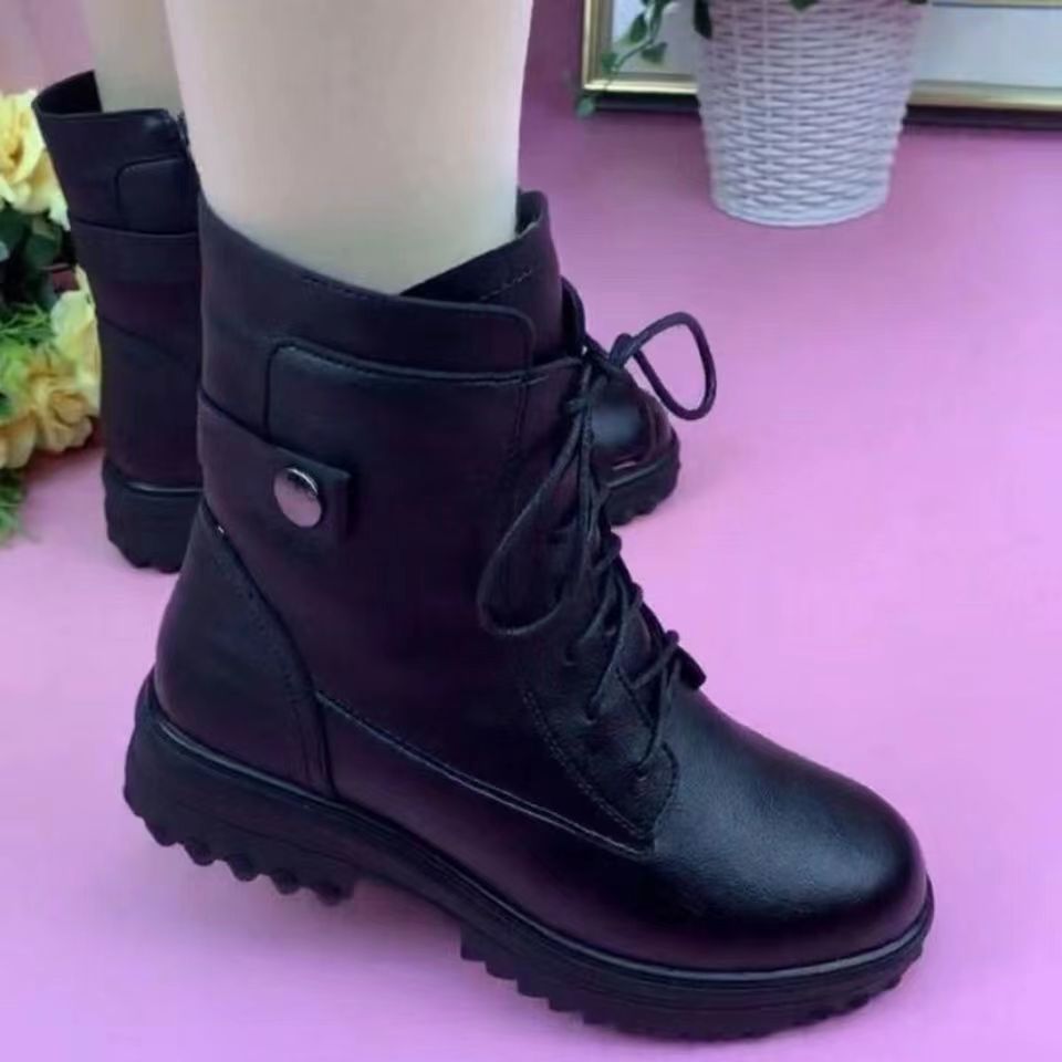 真皮羊毛软底防滑休闲加绒马丁靴