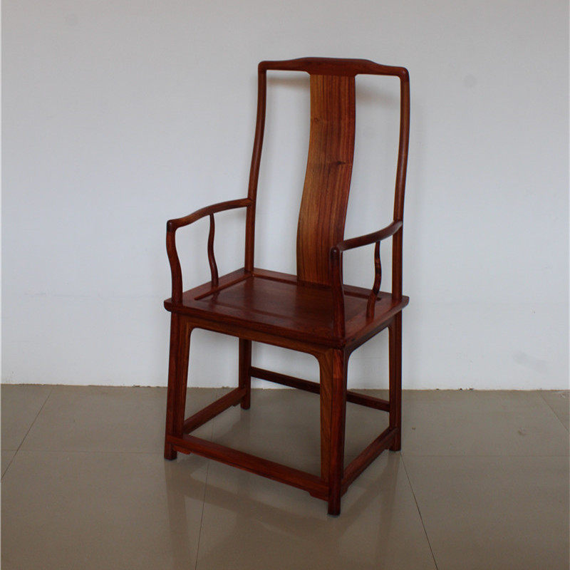 明式家具南官帽椅四出头餐桌椅实木椅子经眼录款大果紫檀