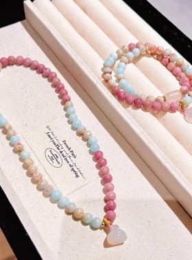 新中式寿山石双圈水晶手链