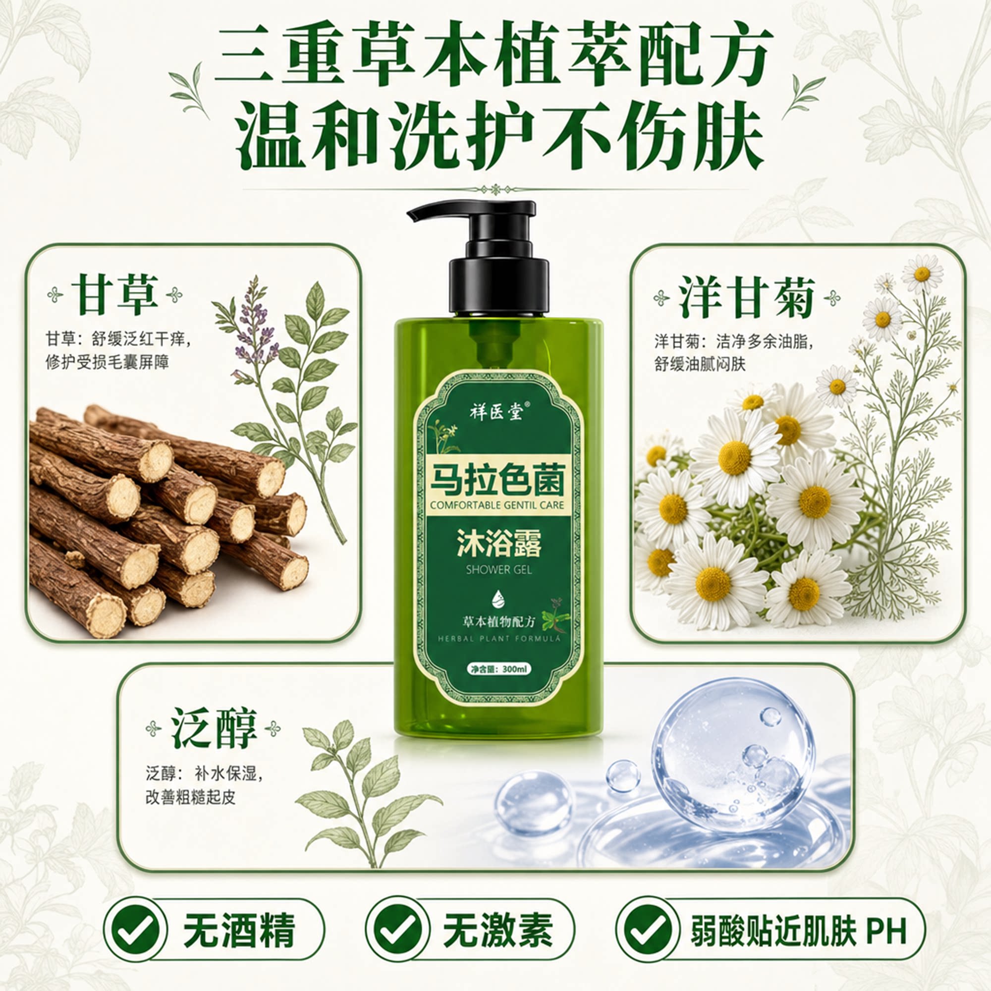 祥医堂马拉色菌沐浴露无酒精