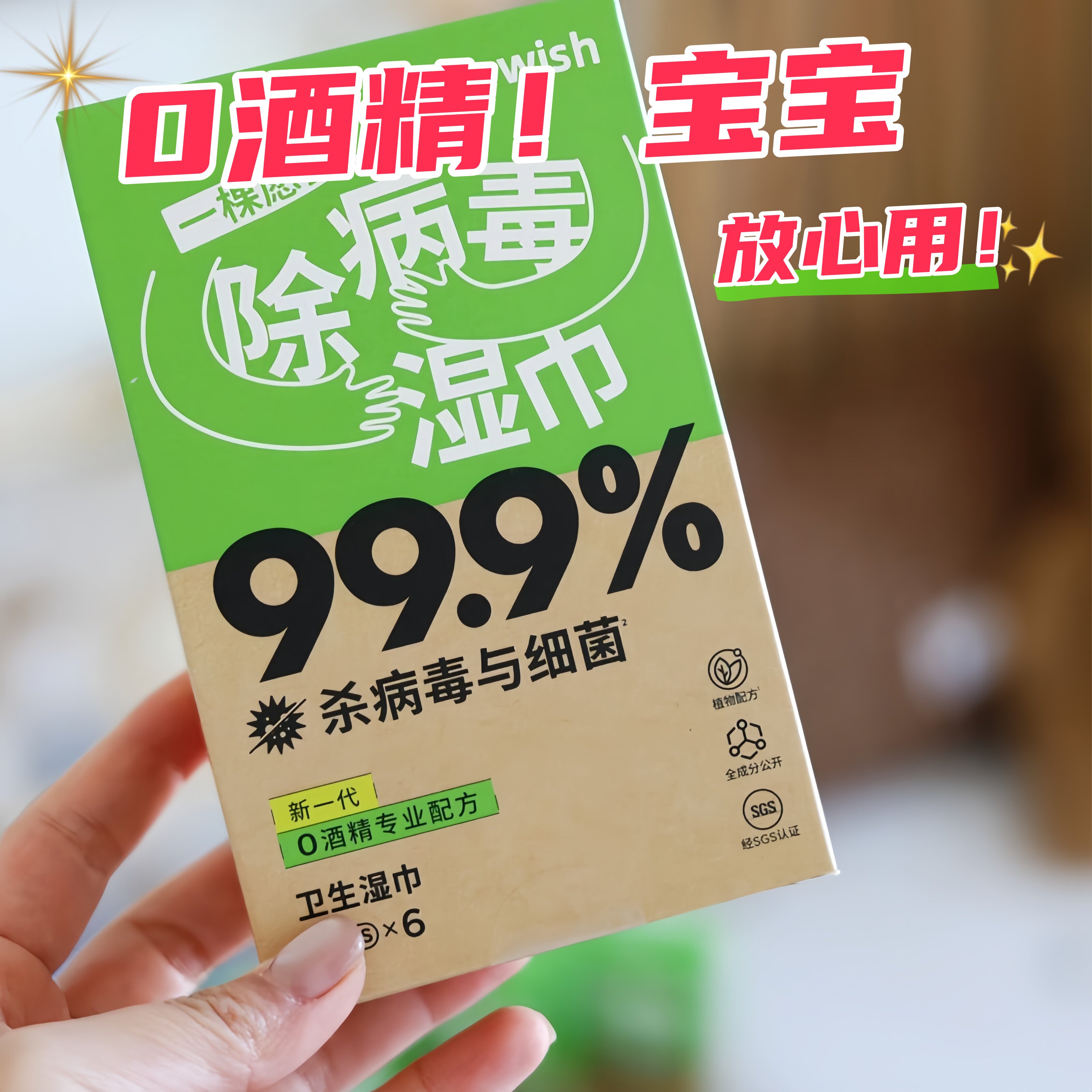 Ecowish除病毒杀菌湿巾0酒精