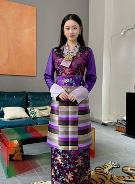 藏装女士西藏服紫色系高贵典雅款民族风传统复古