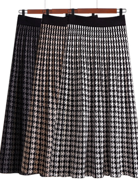 半身裙针织新款百搭厚a字千鸟格