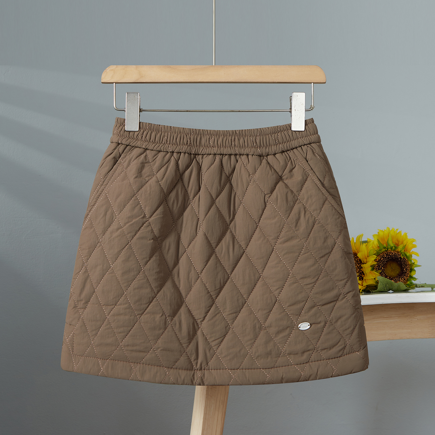 菱格夹棉加厚半身裙女2025