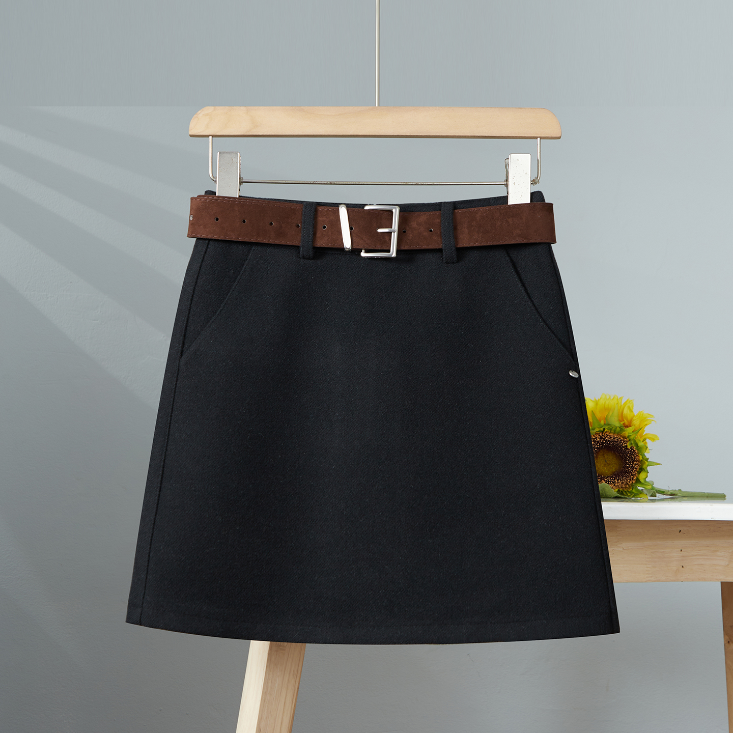 毛呢半身短裙女秋冬季包臀