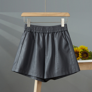 百搭打底pu皮靴裤 a字阔腿时尚 女外穿高腰显瘦2025秋冬新款 皮短裤