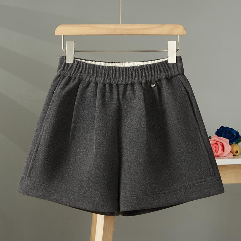 设计感短裤美姿乐毛呢百搭高腰