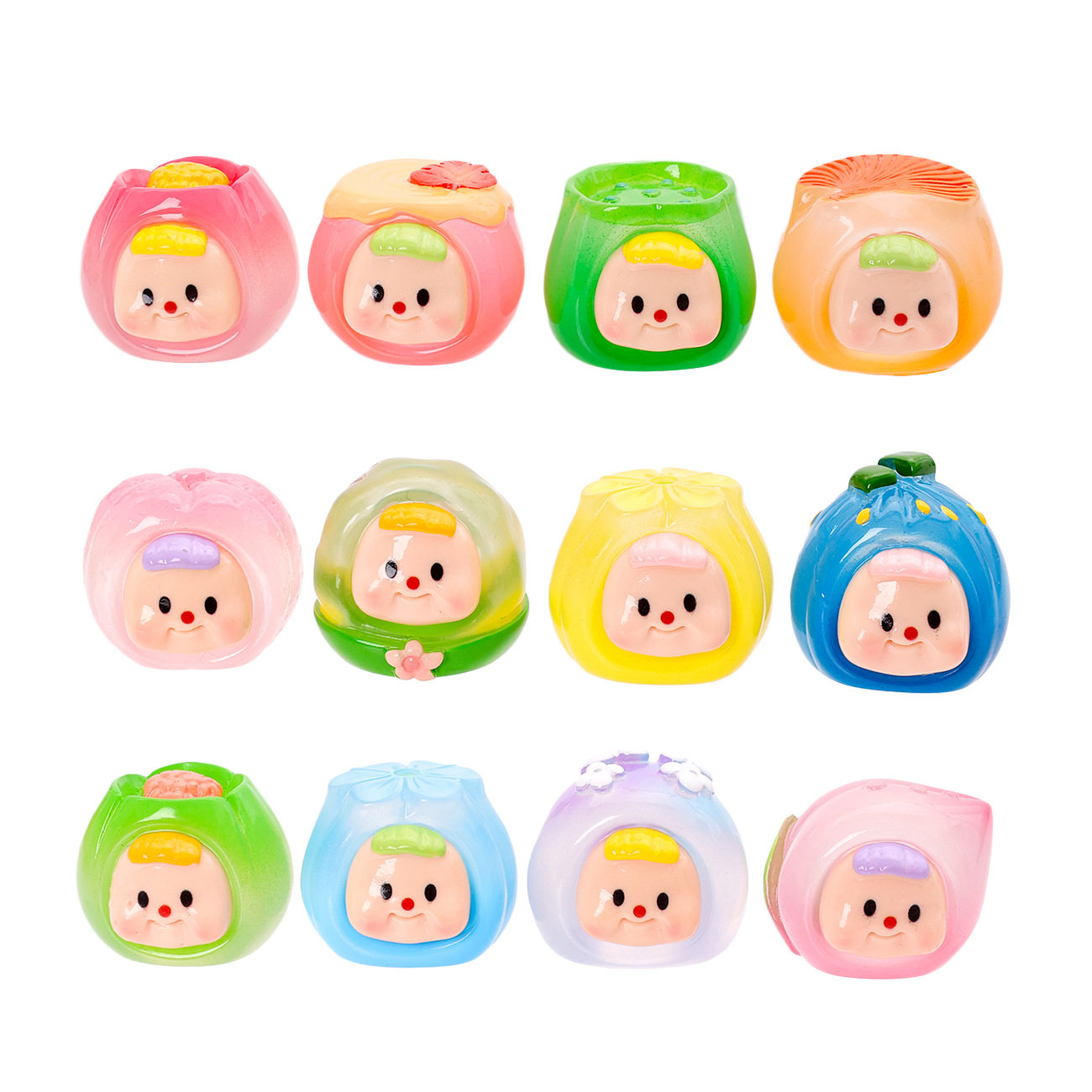 新款夜光甜点系列萌粒公仔树脂工艺品潮玩公仔办公桌面迷你小摆件