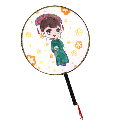 手工涂鸦扇子摆地摊涂色