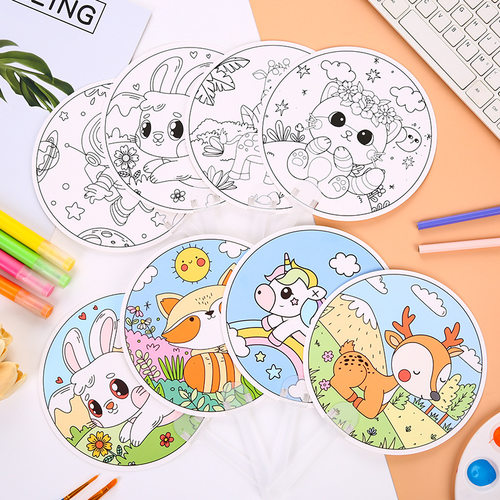 儿童手工涂鸦扇子创意diy