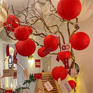 大红福字纸灯笼手工diy彩色古风花灯挂饰新年元宵节节庆装饰