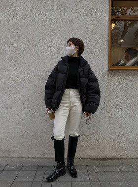 LDOO SHOP羽绒服女短款冬季新款加厚保暖轻便白鸭绒小立领面包服