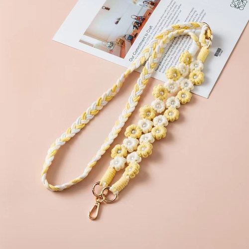 三合一手工编织手机斜挎双菊花