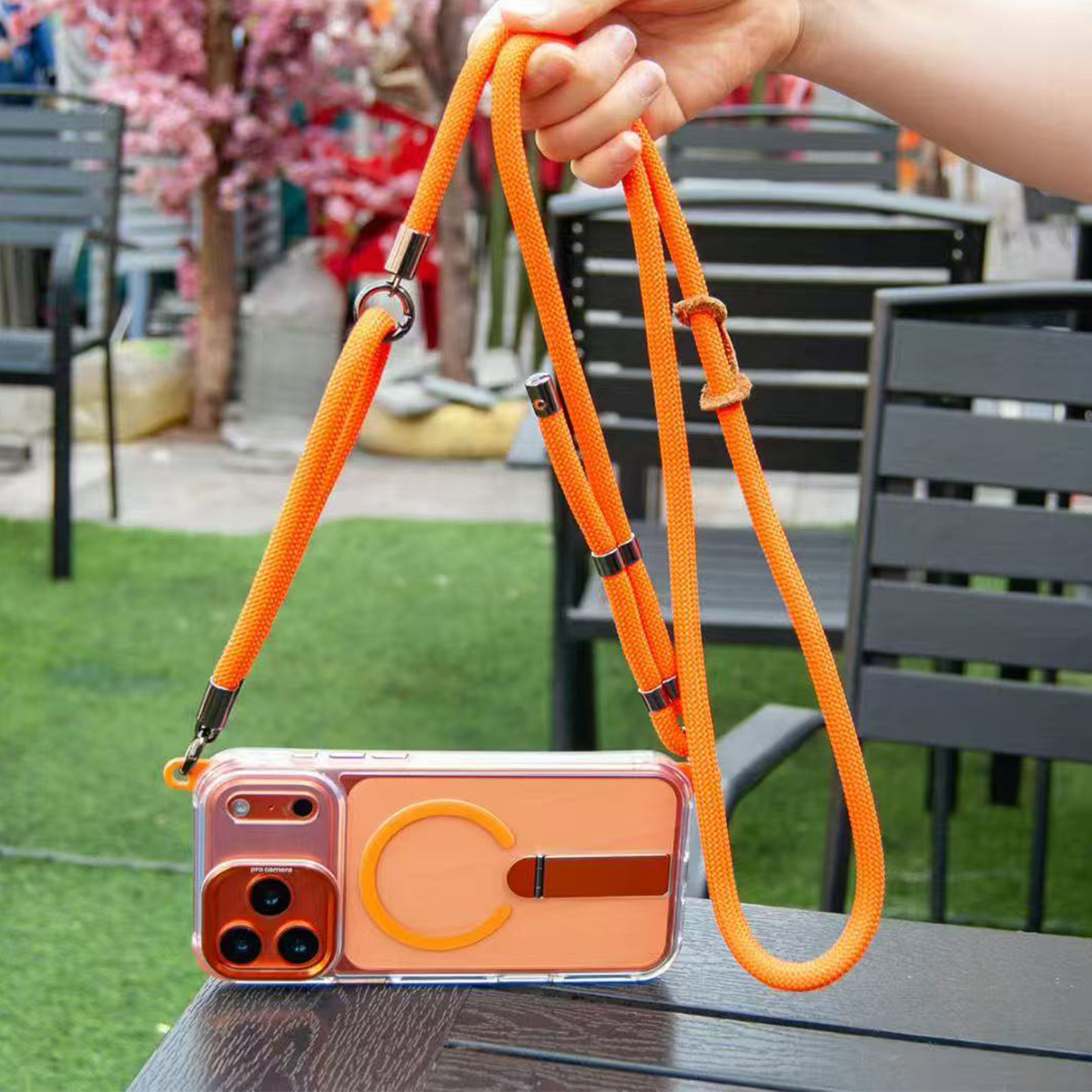 百变站立磁吸适用苹果17promax手机壳新款斜挎带挂绳iPhone16pro高端轻奢透明Magsafe磁吸15防摔14por套简约