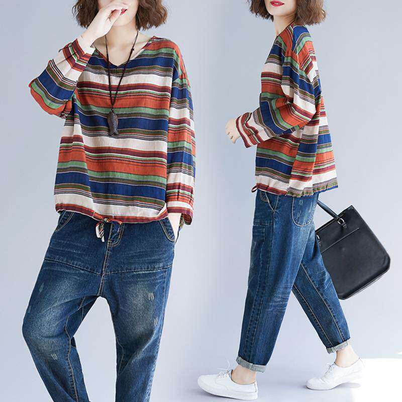 微胖妹妹春装大码遮肚子t恤女长袖2019新款条纹上衣洋气减龄200斤|msdalam kategori Butik wanita / wanita, wanita saiz besar - dari Buy2taobao.com untuk memberikan perkhidmatan ejen Taobao profesional membeli