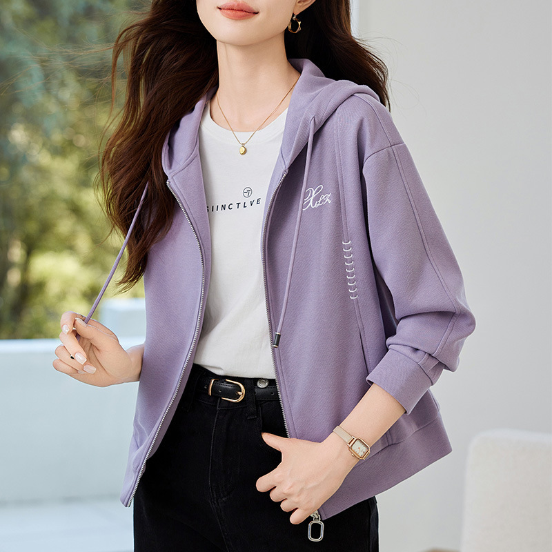 连帽短款外套女春秋款2025新款早秋爆款休闲百搭开衫上衣洋气卫衣