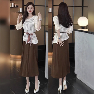 时尚套装裙女2026早秋新款时髦洋气显瘦针织衫吊带连衣裙两件套潮