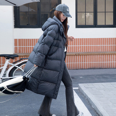 2025冬季立领连帽长款过膝鹅绒平