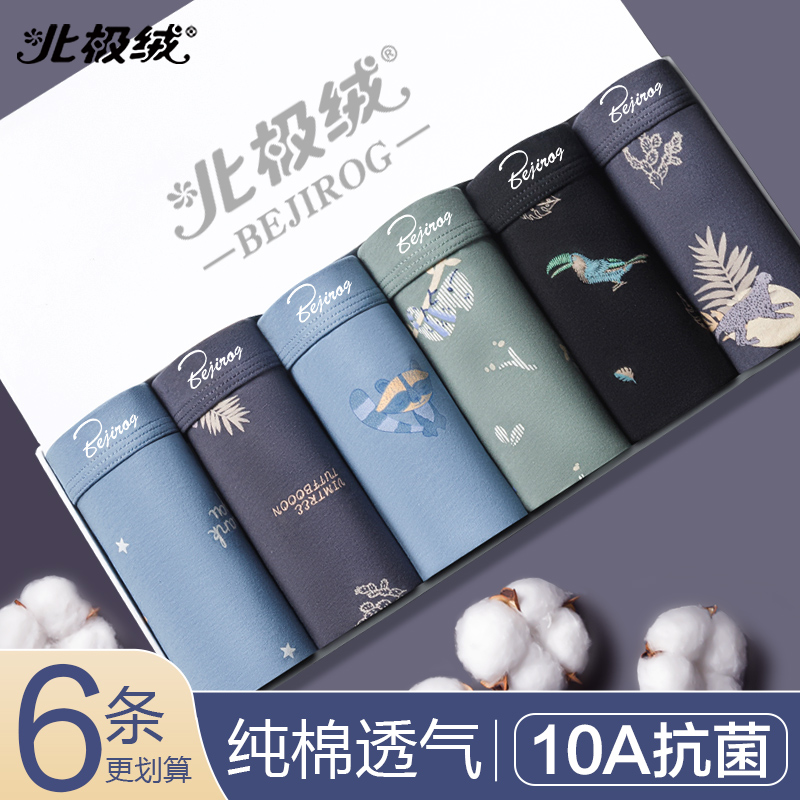 北极绒纯棉内裤男士印花男生裤头