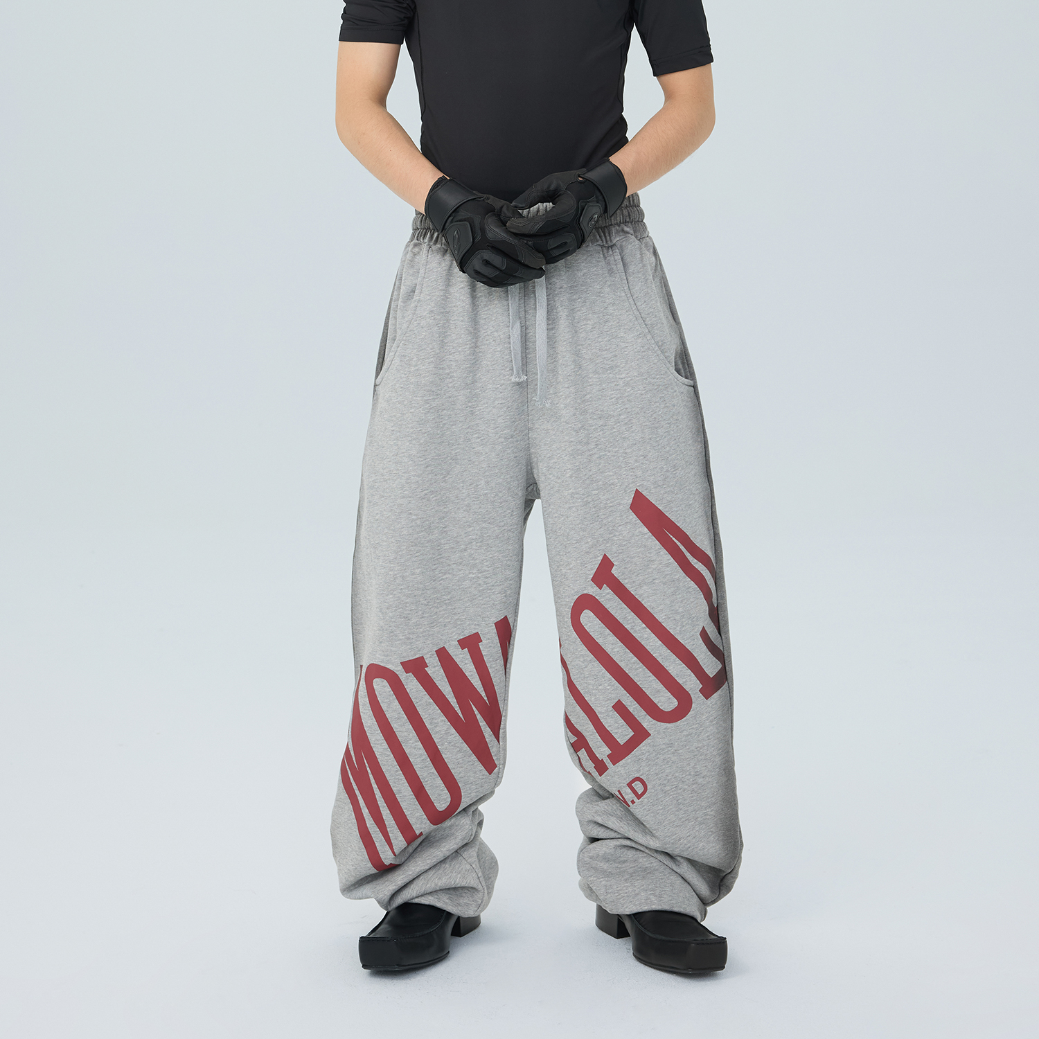 ASTT25FW喷色做旧印花宽松卫裤