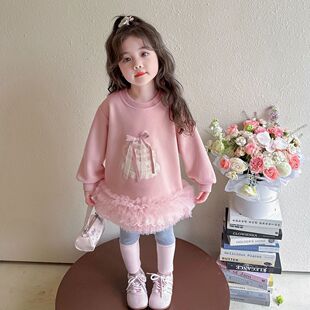 女童2025春秋新款套装洋气时髦儿童宝宝甜美公主风卫衣两件套