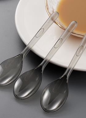 一次性长柄勺子墨灰色中式饭勺甜品勺商用汤匙勺外卖不打勺子
