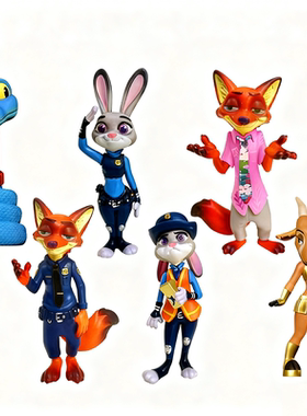 疯狂动物城2手办周边狐狸尼克兔子警官朱迪 蛇Gary公仔模型摆件