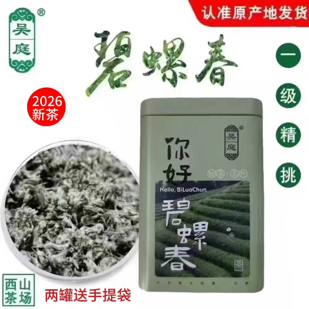 2026新茶苏州西山吴庭碧螺春老树小叶种茶果混种明前一级精挑100g