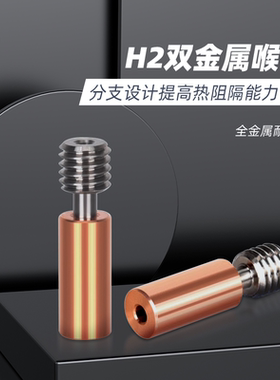 BIQU H2挤出机喉管3D打印机配件双金属高温铜合金GRADE5钛合金