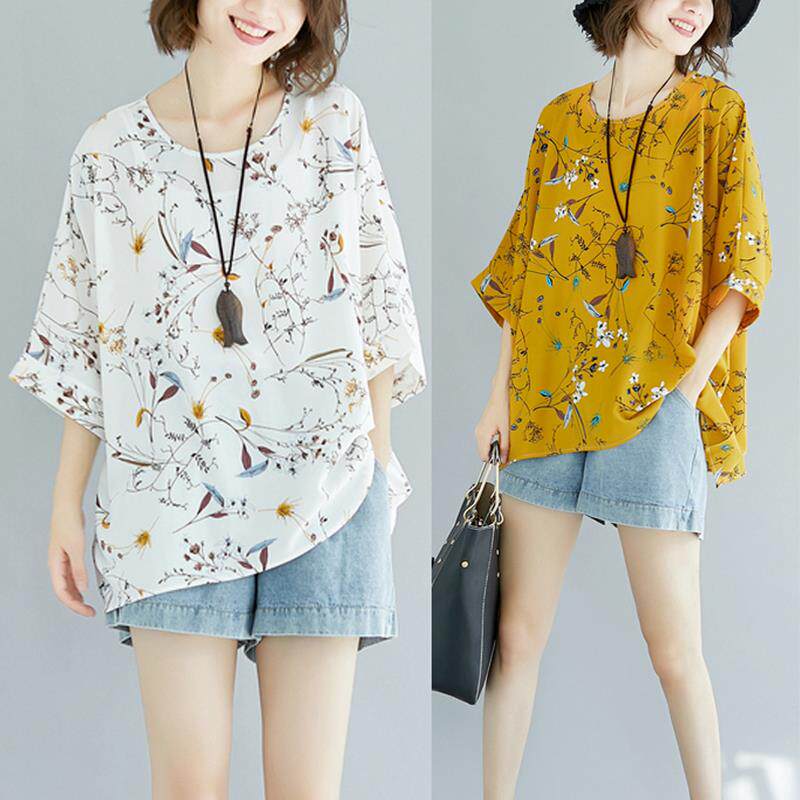 Fat sister summer 2019 new pattern Large T-shirt Easy Show thin jacket Chiffon Western style By age Broken flowersin the Women's clothing/Boutique , Large size women  category - from Buy2taobao.com to provide professional Taobao agent buy service