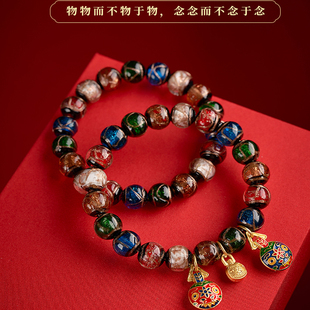 香灰琉璃手串十全十美吞金兽手链古法多宝同款情侣文玩佛珠手链