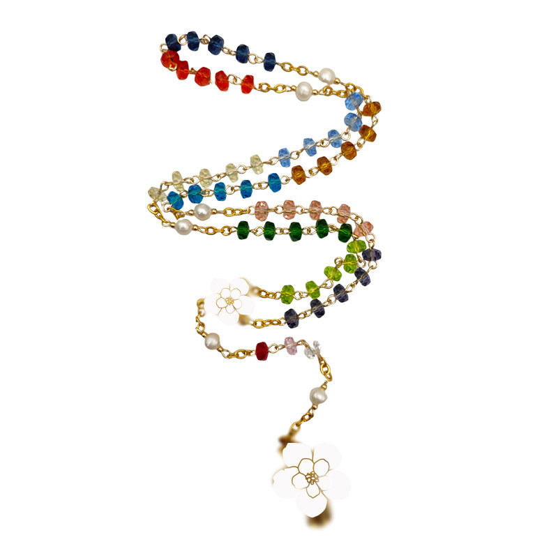 玫瑰念珠4x6mm水晶七彩链式手串意大利进口配件意卡米诺男女同款