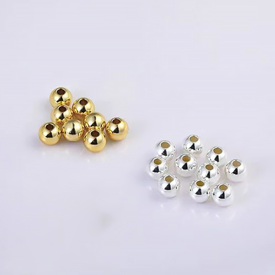 隔珠电镀18k金色2/4mm  镀银色2/3/4mm 100颗 念珠配件