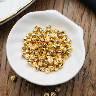 玫瑰花珠双通diy念珠配件意大利进口意卡米诺串珠子合金镀金银