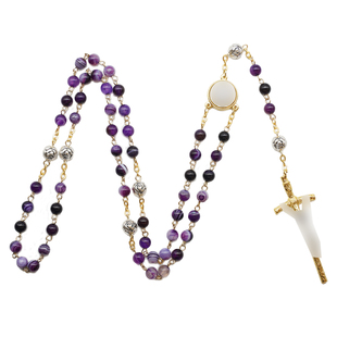 紫色缠丝玛瑙玫瑰念珠意大利进口配件意卡米诺男女同款送收纳盒