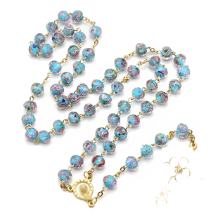 玫瑰念珠8mm琉璃花珠珐琅手串原创意大利进口配件意卡米诺男女款