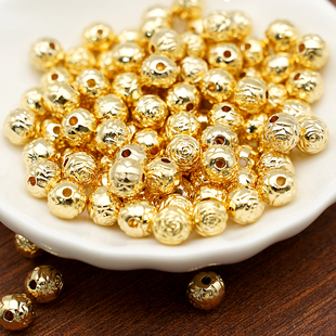 玫瑰花珠双通牌diy玫瑰念珠配件意大利意卡米诺串珠合金镀金保色