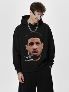 美式复古哈利伯顿数码直喷短袖T恤男vintage宽松重磅纯棉连帽卫衣