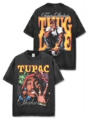 美式 图派克·夏库尔Tupac印花短袖 t恤男宽松重磅纯棉圆领连帽卫衣