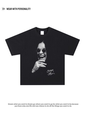 Ozzy Osbourne奥兹奥斯本街头摇滚歌手美式复古宽松纯棉短袖T恤男